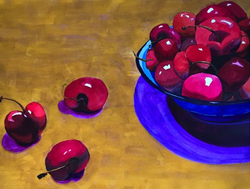 Bowl of Cherries;
watercolor on Arches CP 140; 18 x 24" Bowl of Cherries;
watercolor on Arches CP 140; 18 x 24"